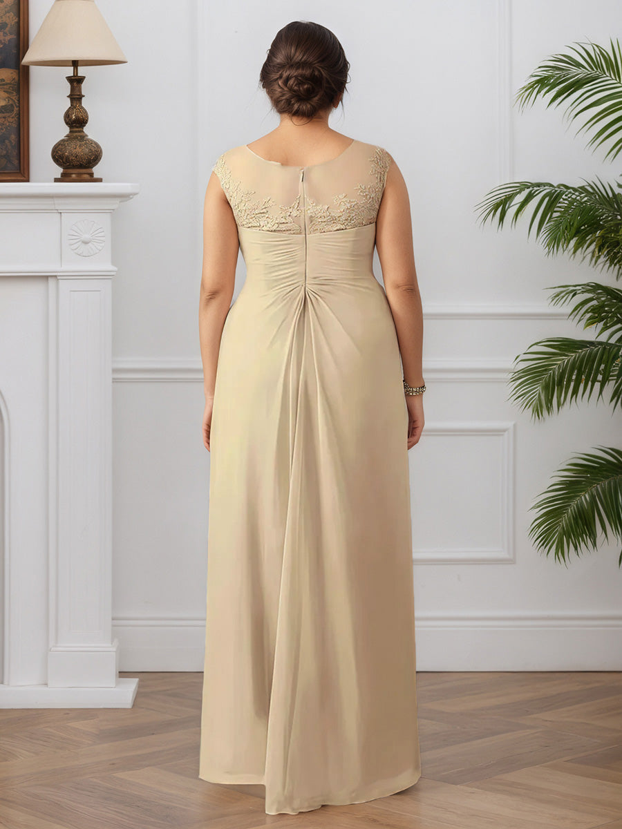 Cicinia Champagne Mother Of The Groom Dress Long Chiffon Lace A-line Floor Length Plus Size