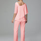 Half Sleeves Chiffon Mother Of The Bride Dress Pant Suits