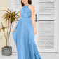 Halter A Line Chiffon Lace Junior Bridesmaid Dress