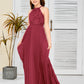 Halter A Line Chiffon Lace Junior Bridesmaid Dress