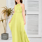 Halter A Line Chiffon Lace Junior Bridesmaid Dress