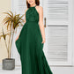 Halter A Line Chiffon Lace Junior Bridesmaid Dress