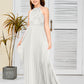 Halter A Line Chiffon Lace Junior Bridesmaid Dress