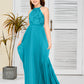 Halter A Line Chiffon Lace Junior Bridesmaid Dress