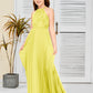 Halter A Line Chiffon Lace Junior Bridesmaid Dress