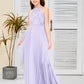 Halter A Line Chiffon Lace Junior Bridesmaid Dress