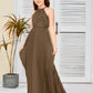 Halter A Line Chiffon Lace Junior Bridesmaid Dress