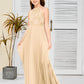 Halter A Line Chiffon Lace Junior Bridesmaid Dress