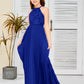 Halter A Line Chiffon Lace Junior Bridesmaid Dress