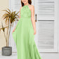 Halter A Line Chiffon Lace Junior Bridesmaid Dress