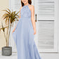 Halter A Line Chiffon Lace Junior Bridesmaid Dress