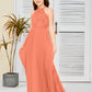 Halter A Line Chiffon Lace Junior Bridesmaid Dress