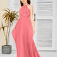 Halter A Line Chiffon Lace Junior Bridesmaid Dress