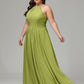 Halter Plus Size Chiffon Bridesmaid Dresses