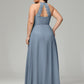 Halter Plus Size Chiffon Bridesmaid Dresses