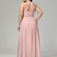 Halter Plus Size Chiffon Bridesmaid Dresses