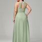 Halter Plus Size Chiffon Bridesmaid Dresses