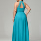 Halter Plus Size Chiffon Bridesmaid Dresses