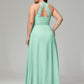 Halter Plus Size Chiffon Bridesmaid Dresses