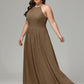 Halter Plus Size Chiffon Bridesmaid Dresses