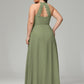 Halter Plus Size Chiffon Bridesmaid Dresses