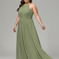 Halter Plus Size Chiffon Bridesmaid Dresses