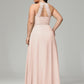 Halter Plus Size Chiffon Bridesmaid Dresses