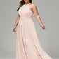 Halter Plus Size Chiffon Bridesmaid Dresses