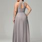 Halter Plus Size Chiffon Bridesmaid Dresses