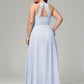 Halter Plus Size Chiffon Bridesmaid Dresses