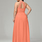 Halter Plus Size Chiffon Bridesmaid Dresses