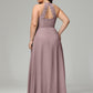 Halter Plus Size Chiffon Bridesmaid Dresses