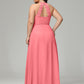 Halter Plus Size Chiffon Bridesmaid Dresses