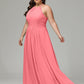 Halter Plus Size Chiffon Bridesmaid Dresses