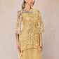 Short Sleeves Knee Length Sequins Lace Mother Of The Bride Dress