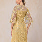 Short Sleeves Knee Length Sequins Lace Mother Of The Bride Dress