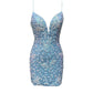 Bodycon V Neck Blue Lace Prom Dresses