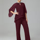 Long Sleeves Chiffon Mother Of The Bride Dress Pants Suits