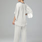 Long Sleeves Chiffon Mother Of The Bride Dress Pants Suits