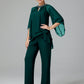 Long Sleeves Chiffon Mother Of The Bride Dress Pants Suits