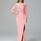 Long Sleeves Floor Length Chiffon Lace Mother Of The Bride Dress