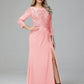 Long Sleeves Floor Length Chiffon Lace Mother Of The Bride Dress