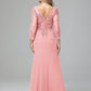 Long Sleeves Floor Length Chiffon Lace Mother Of The Bride Dress