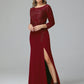 Long Sleeves Floor Length Chiffon Lace Mother Of The Bride Dress