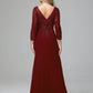Long Sleeves Floor Length Chiffon Lace Mother Of The Bride Dress