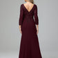 Long Sleeves Floor Length Chiffon Lace Mother Of The Bride Dress
