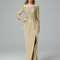 Long Sleeves Floor Length Chiffon Lace Mother Of The Bride Dress