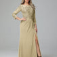 Long Sleeves Floor Length Chiffon Lace Mother Of The Bride Dress