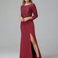 Long Sleeves Floor Length Chiffon Lace Mother Of The Bride Dress