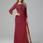 Long Sleeves Floor Length Chiffon Lace Mother Of The Bride Dress